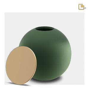 A1071   Crescent Sphere Standard Adult Urn Sage Green & Bru Gold