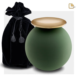 A1071   Crescent Sphere Standard Adult Urn Sage Green & Bru Gold