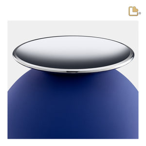 A1073   Crescent Sphere Standard Adult Urn Navy & Pol Silver