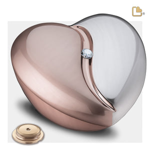 A1110   HeartFelt Standard Adult Urn Bru RoseGold w/Crystal