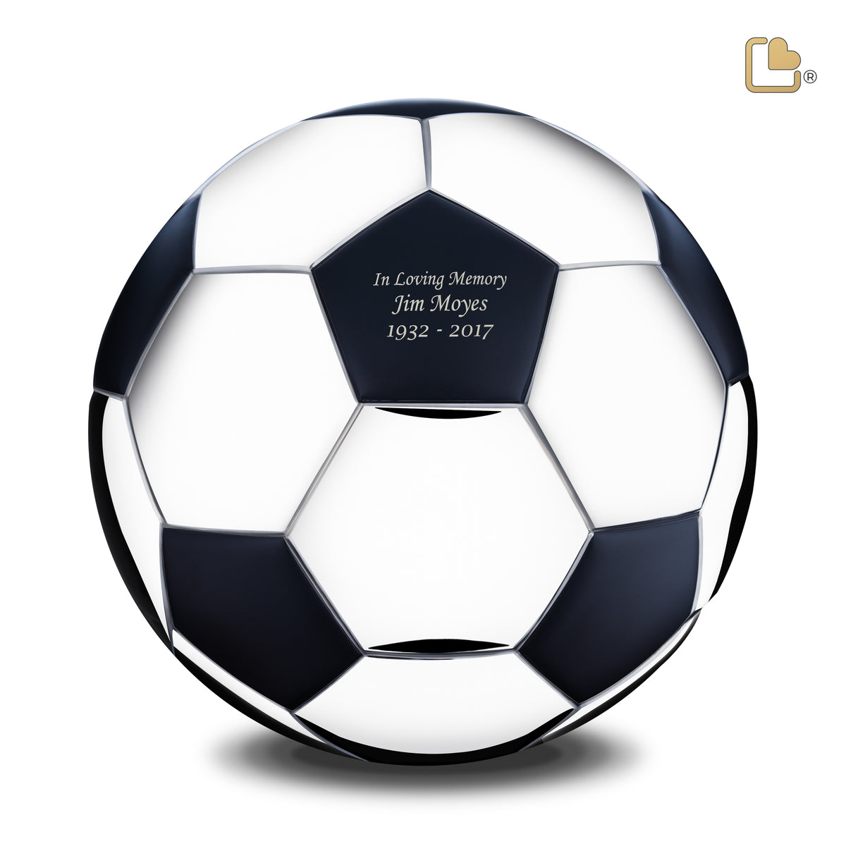 A1150   Football Standard Adult Urn Matt Black &amp; Pol Silver