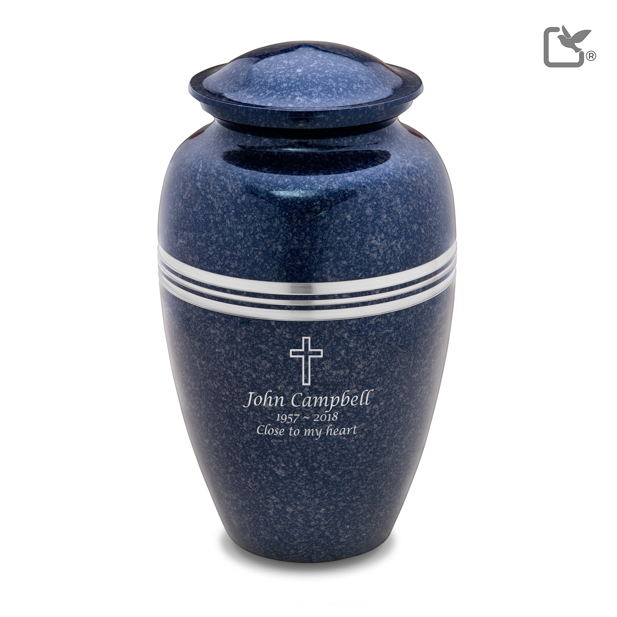 A212   Classic Standard Adult Urn Speckled Indigo & Bru Pewter