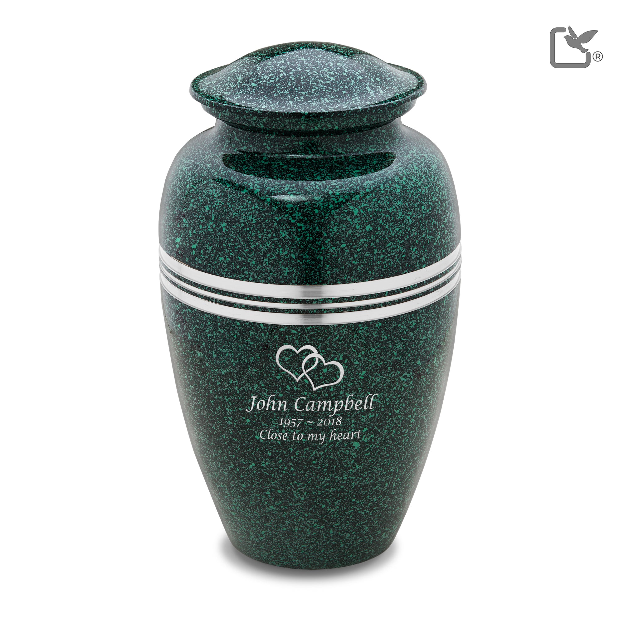 A213   Classic Standard Adult Urn Speckled Emerald & Bru Pewter