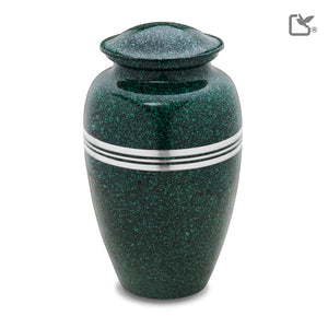 A213   Classic Standard Adult Urn Speckled Emerald & Bru Pewter