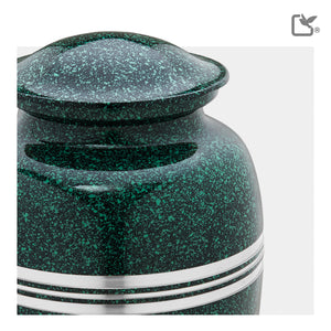 A213   Classic Standard Adult Urn Speckled Emerald & Bru Pewter