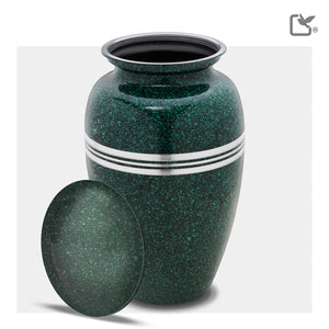 A213   Classic Standard Adult Urn Speckled Emerald & Bru Pewter