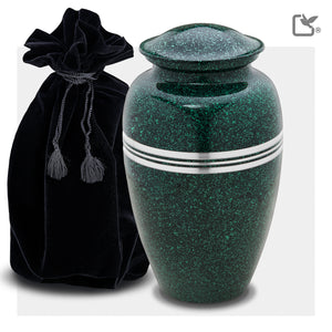 A213   Classic Standard Adult Urn Speckled Emerald & Bru Pewter