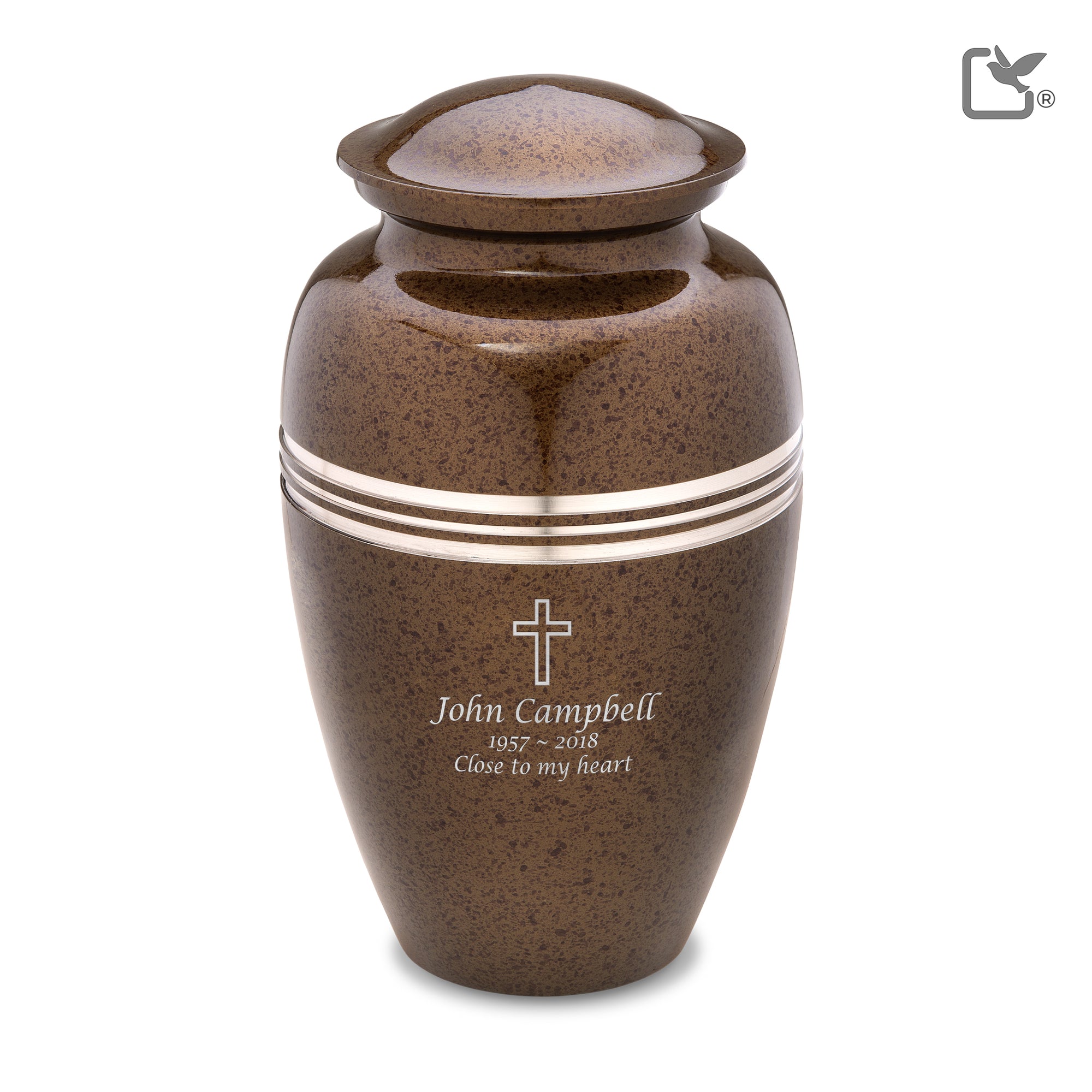 A214   Classic Standard Adult Urn Speckled Auburn & Bru Pewter