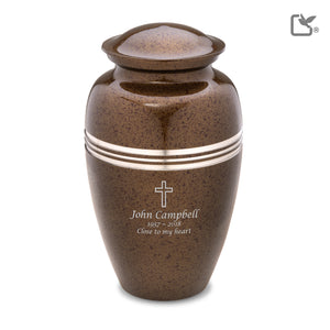 A214   Classic Standard Adult Urn Speckled Auburn & Bru Pewter