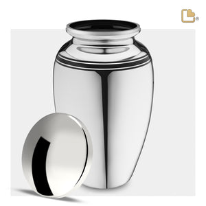 A218   ArtDeco Standard Adult Urn Pol Silver