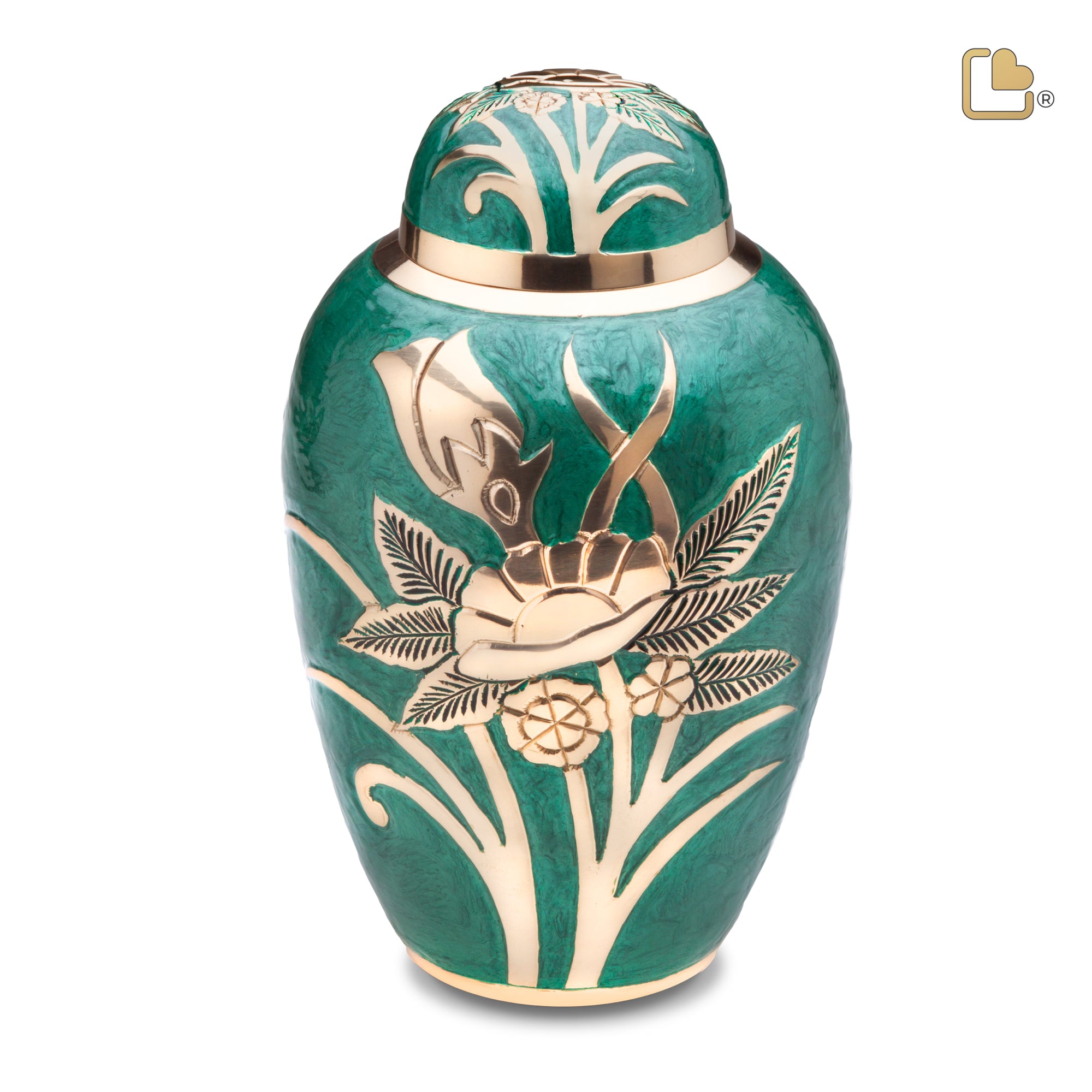 A221   Rose Standard Adult Urn Green & Pol Gold