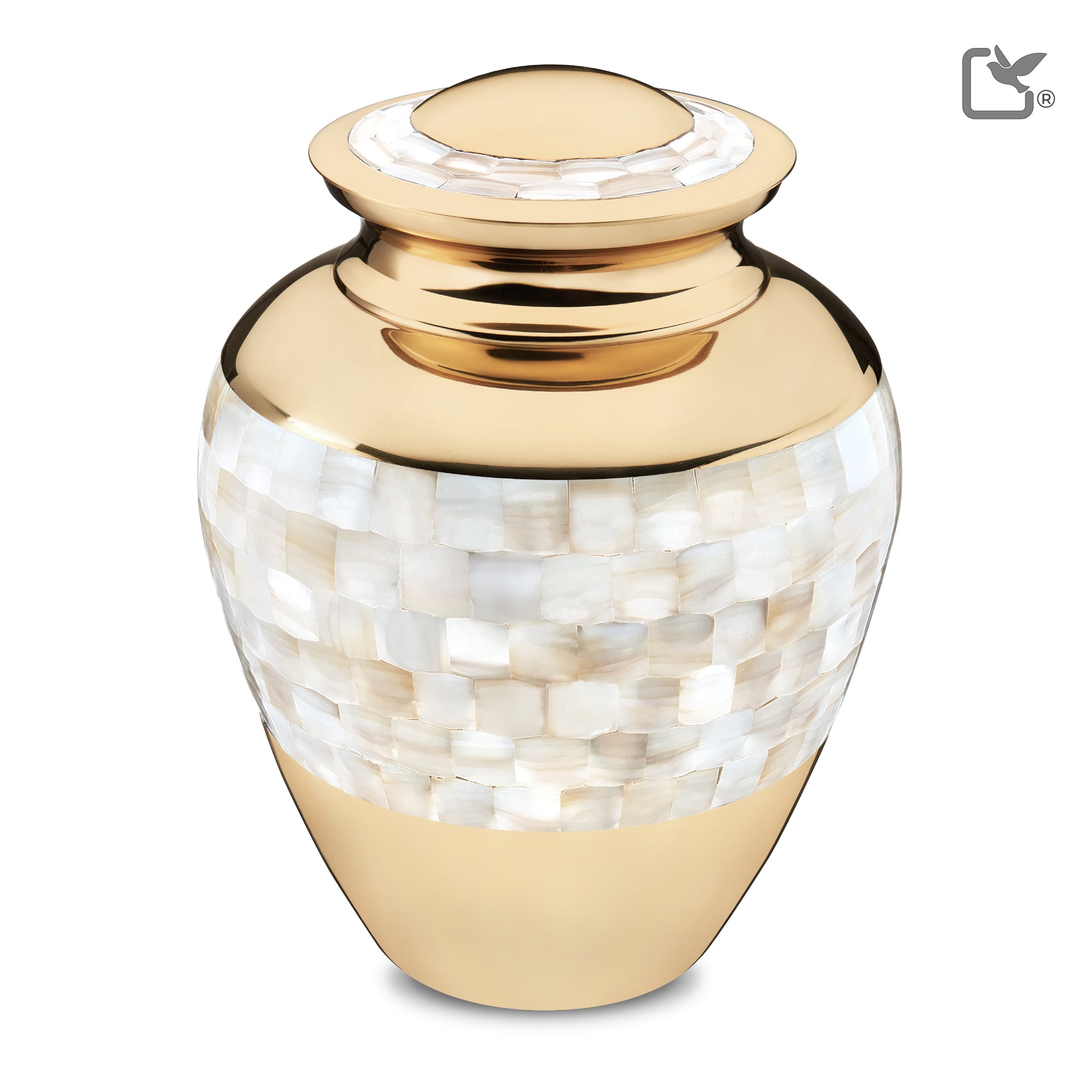 A230   Mother of Pearl Standard Adult Urn Pol Gold