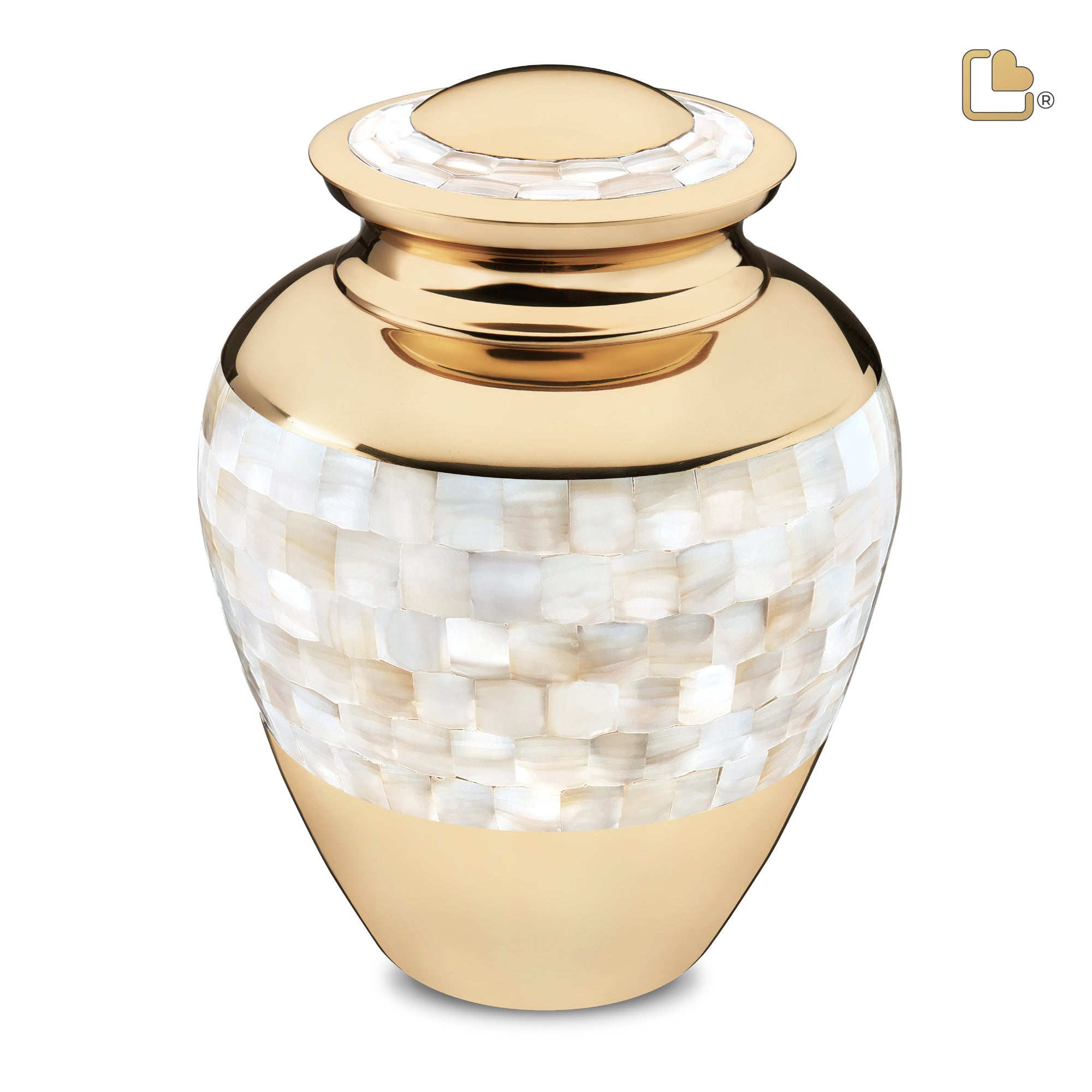 A230   Mother of Pearl Standard Adult Urn Pol Gold