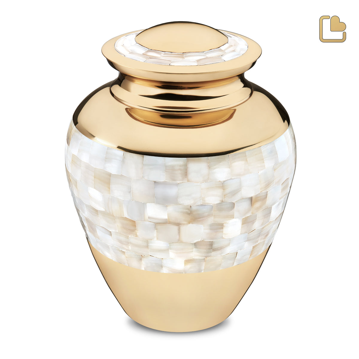 A230   Mother of Pearl Standard Adult Urn Pol Gold