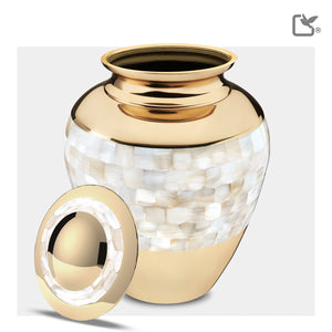 A230   Mother of Pearl Standard Adult Urn Pol Gold