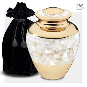 A230   Mother of Pearl Standard Adult Urn Pol Gold