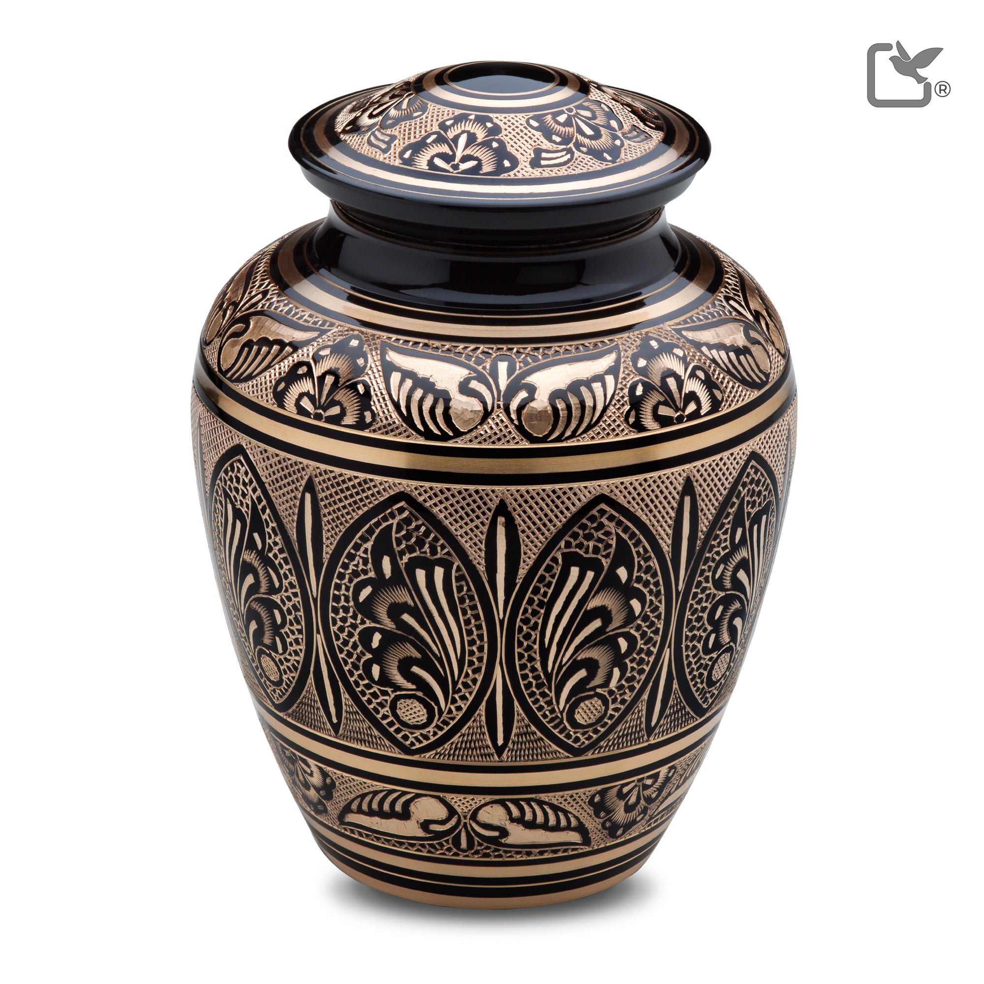 A231   Classic Butterfly Standard Adult Urn Black & Bru Gold