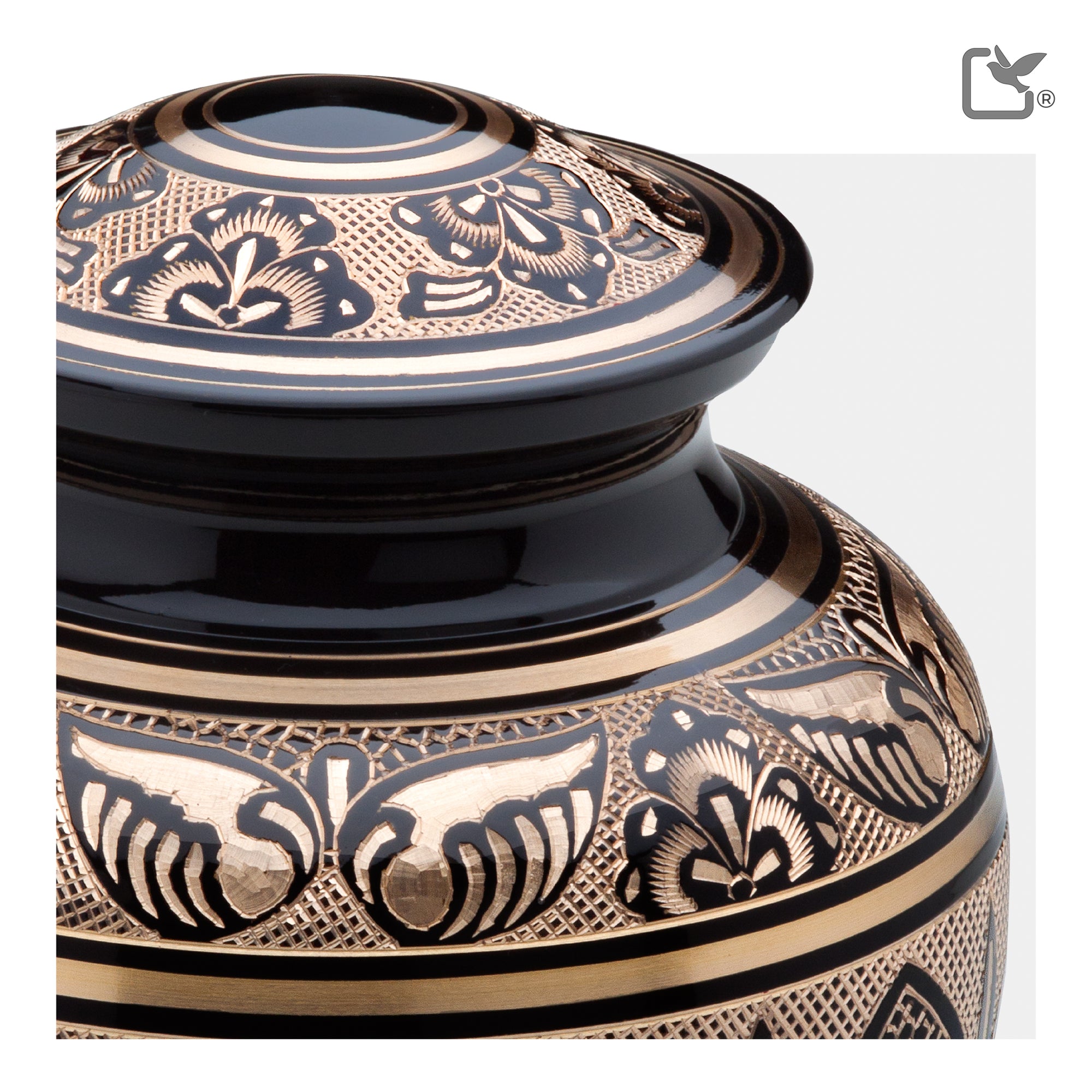 A231   Classic Butterfly Standard Adult Urn Black & Bru Gold