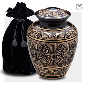 A231   Classic Butterfly Standard Adult Urn Black & Bru Gold