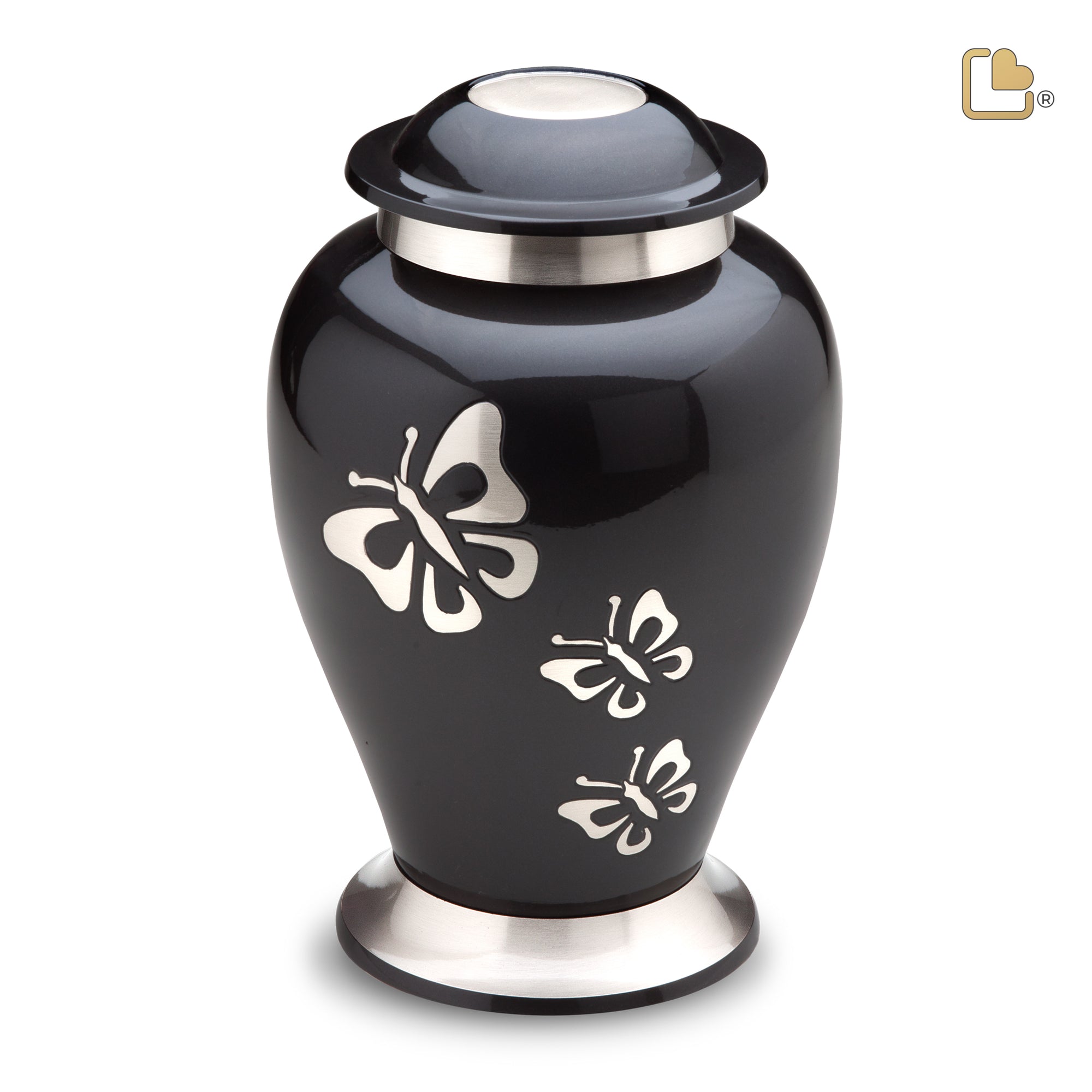 A240   Classic Butterfly Tribute Standard Adult Urn Midnight & Bru Pewter