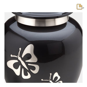 A240   Classic Butterfly Tribute Standard Adult Urn Midnight & Bru Pewter