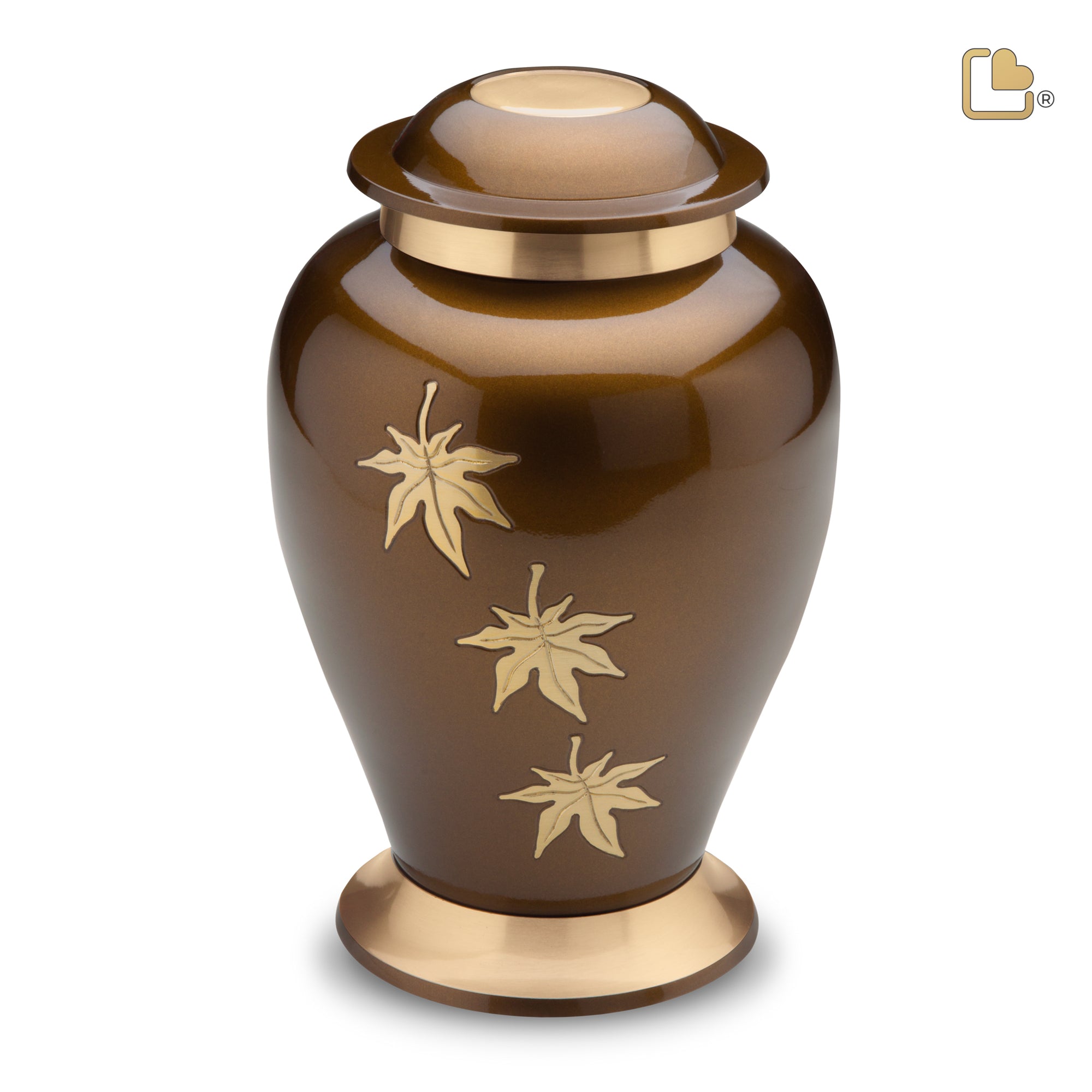 A241   Classic Falling Leaves Standard Adult Urn Bronze & Bru Gold