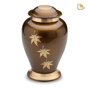 A241   Classic Falling Leaves Standard Adult Urn Bronze & Bru Gold