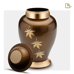 A241   Classic Falling Leaves Standard Adult Urn Bronze & Bru Gold