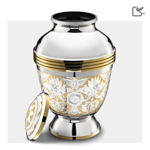 A250   Elegant Floral Standard Adult Urn Pol Silver