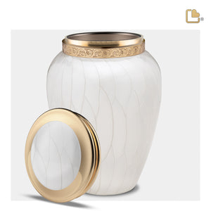 A290   Blessing Standard Adult Urn Pearl White & Bru Gold