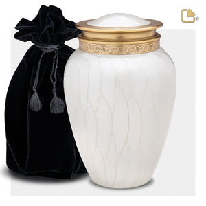 A290   Blessing Standard Adult Urn Pearl White & Bru Gold