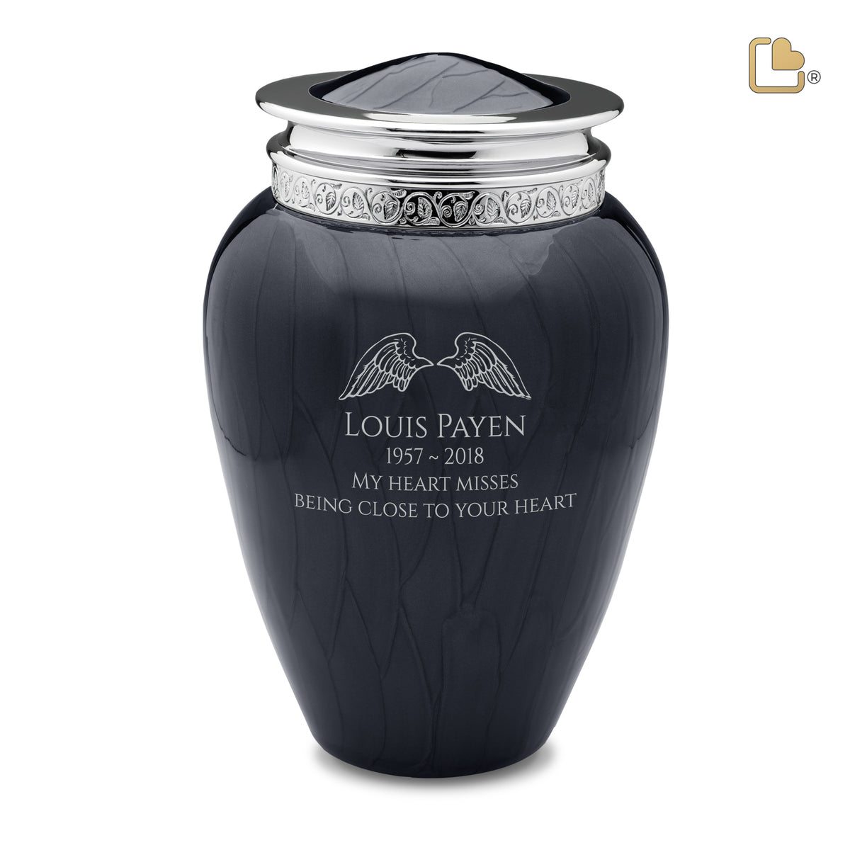A292   Blessing Standard Adult Urn Pearl Midnight &amp; Pol Silver