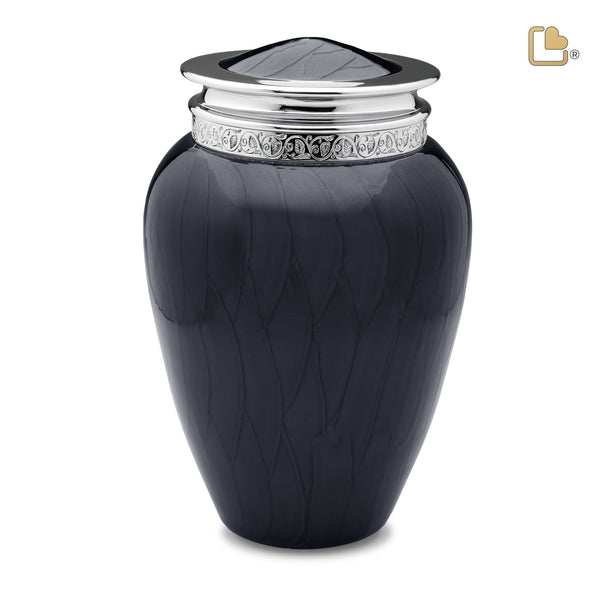 A292 Blessing Standard Adult Urn Pearl Midnight & Pol Silver