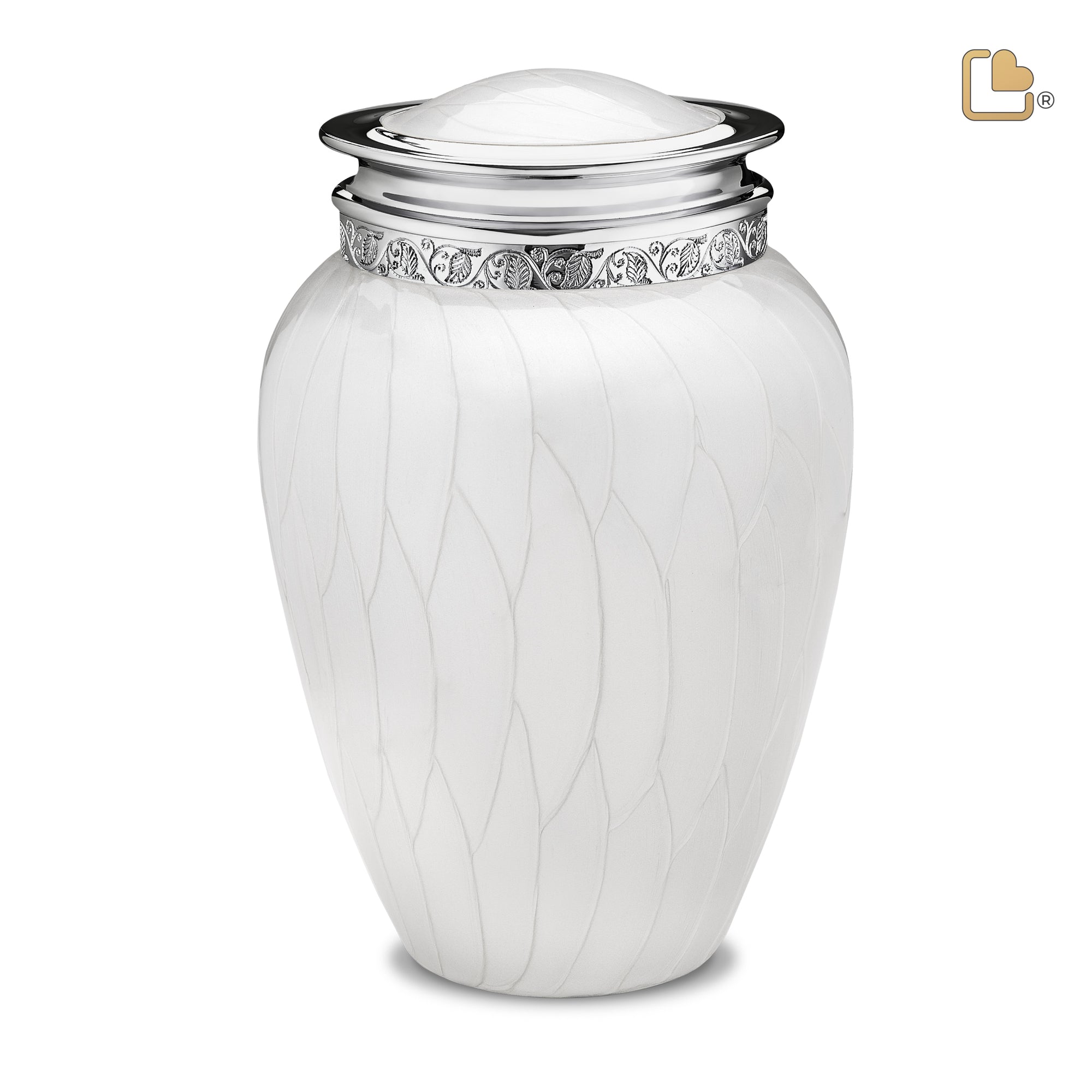 A297   Blessing Standard Adult Urn Pearl White & Pol Silver