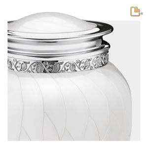 A297   Blessing Standard Adult Urn Pearl White & Pol Silver