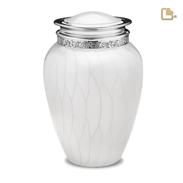 u r n❁ K522 Simplicity Keepsake Urn Pearl White & Bru Gold
