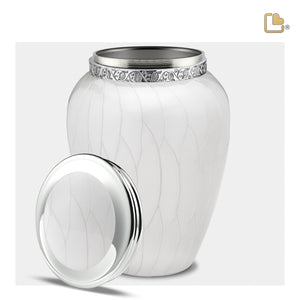 A297   Blessing Standard Adult Urn Pearl White & Pol Silver