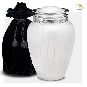 A297   Blessing Standard Adult Urn Pearl White & Pol Silver