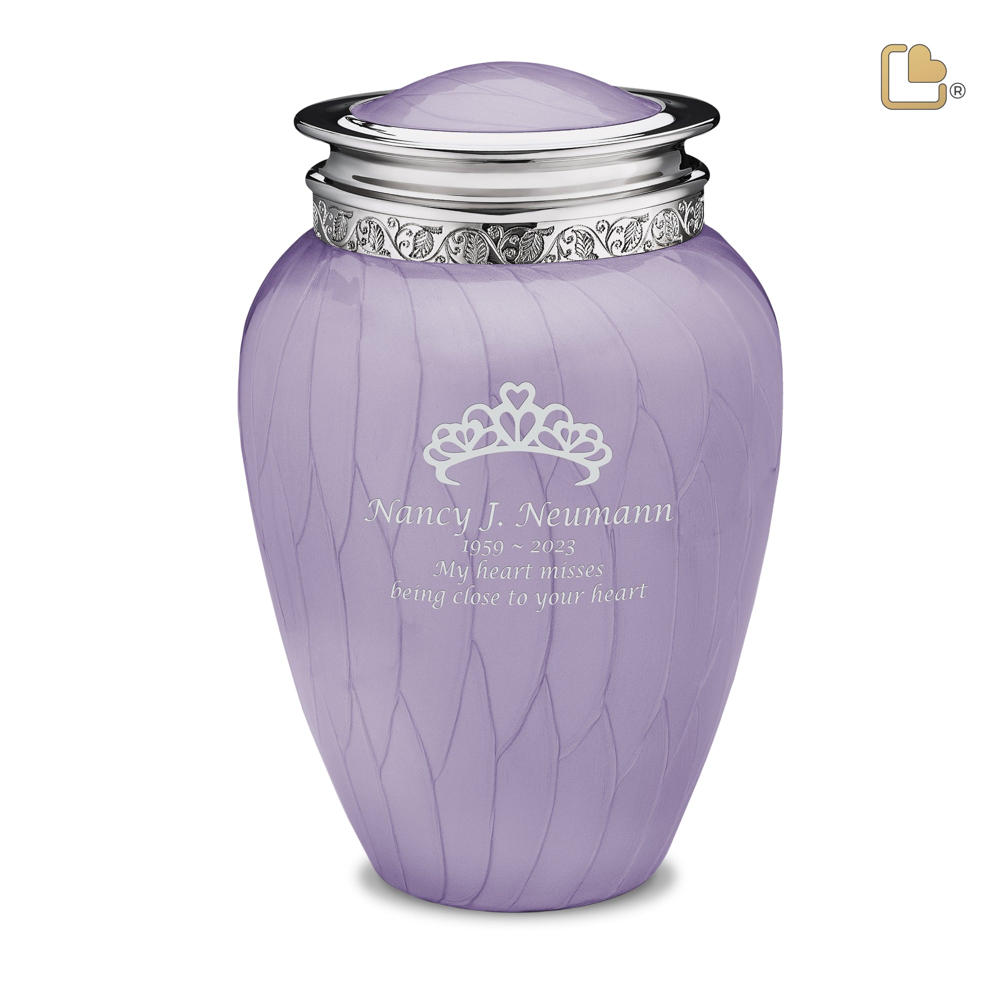 A298   Blessing Standard Adult Urn Pearl Lavender & Pol Silver