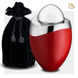 A363   Amore Standard Adult Urn Red & Pol Silver