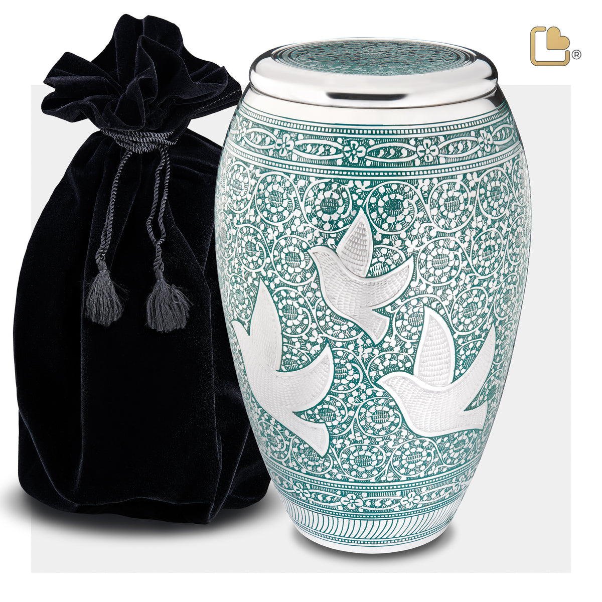 A501   Majestic Returning Home Standard Adult Urn Blue & Pol Silver