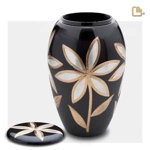 A503   Majestic Lilies Standard Adult Urn Midnight & Bru Pewter