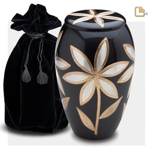 A503   Majestic Lilies Standard Adult Urn Midnight & Bru Pewter