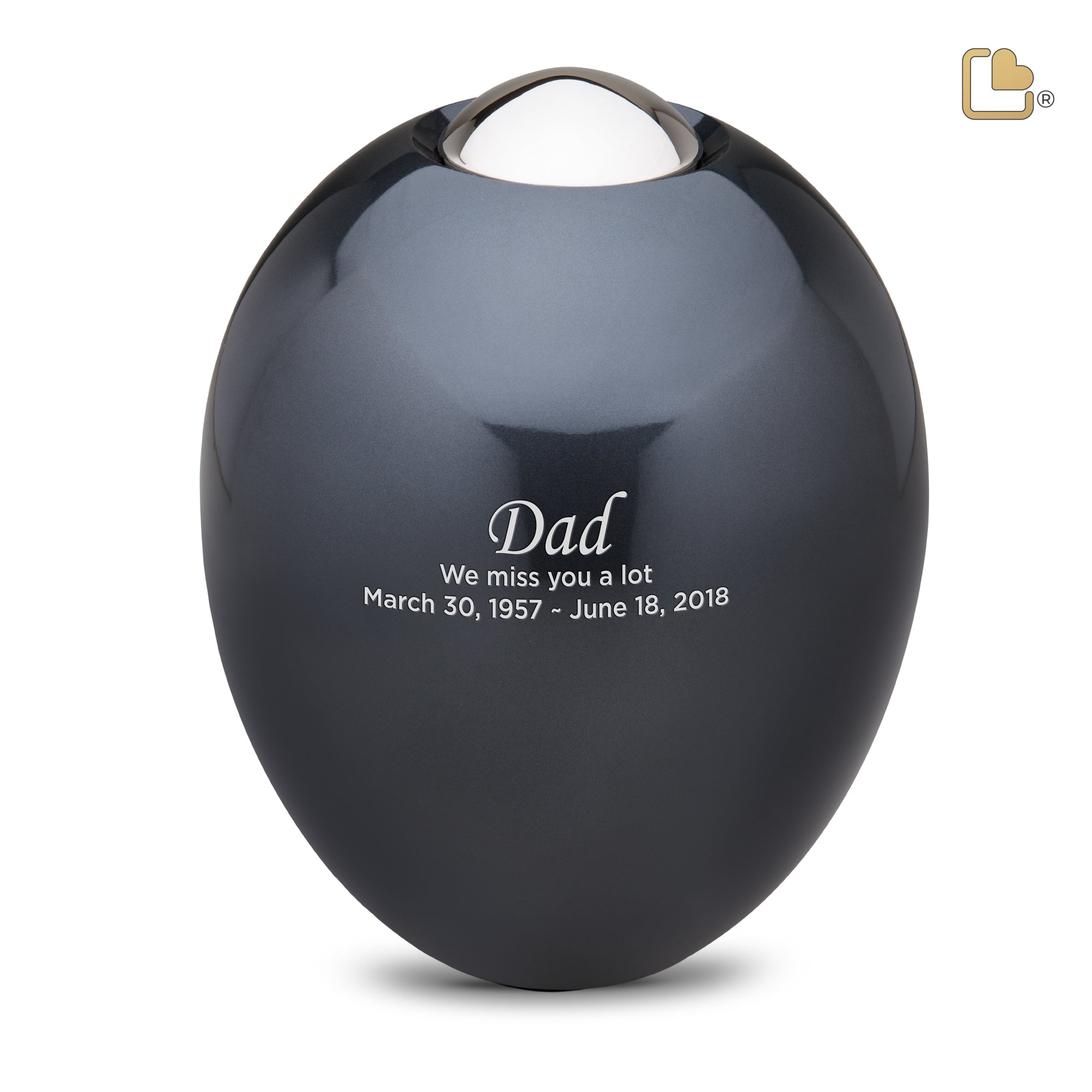 A510   Adore Standard Adult Urn Midnight & Pol Silver