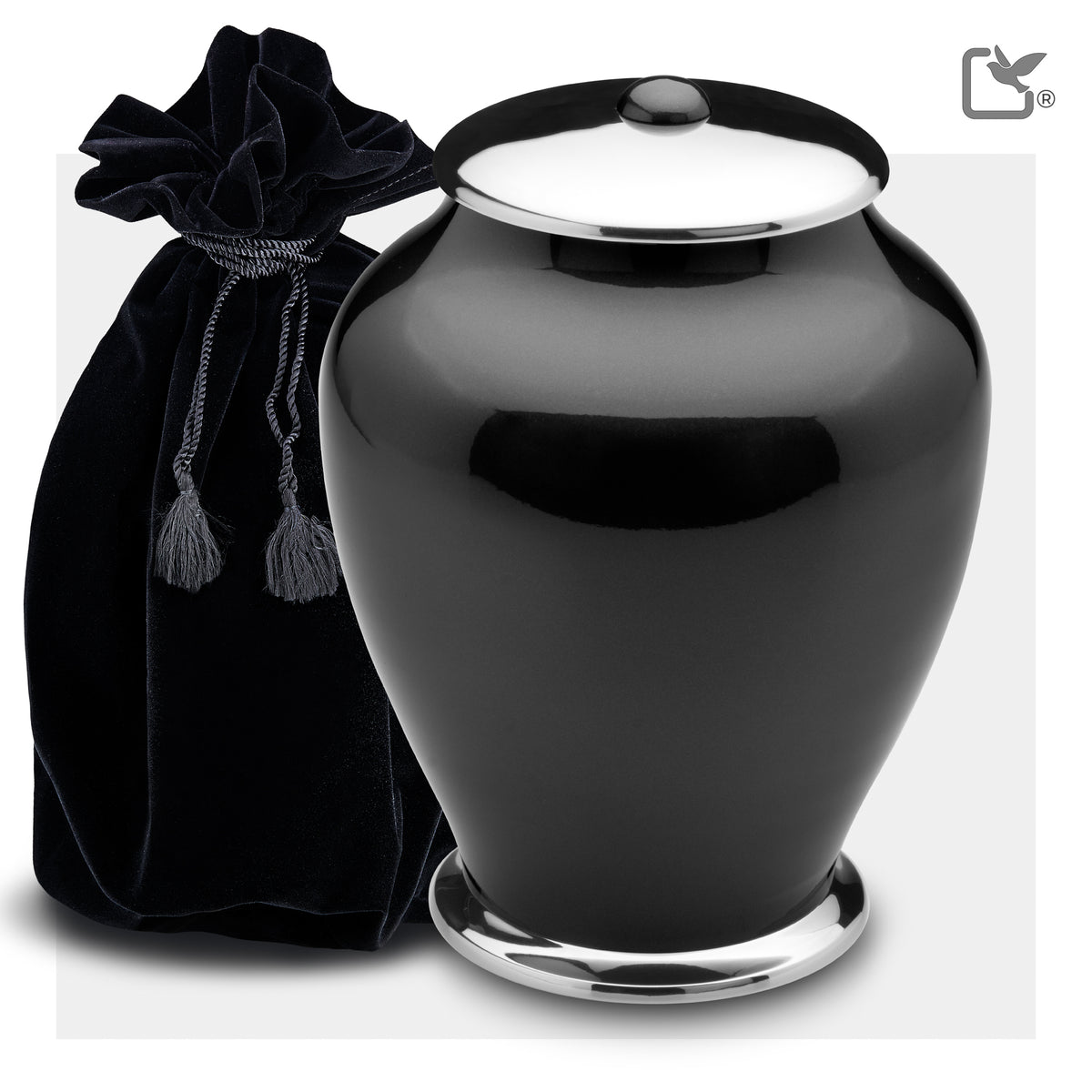A520   Simplicity Standard Adult Urn Midnight & Pol Silver