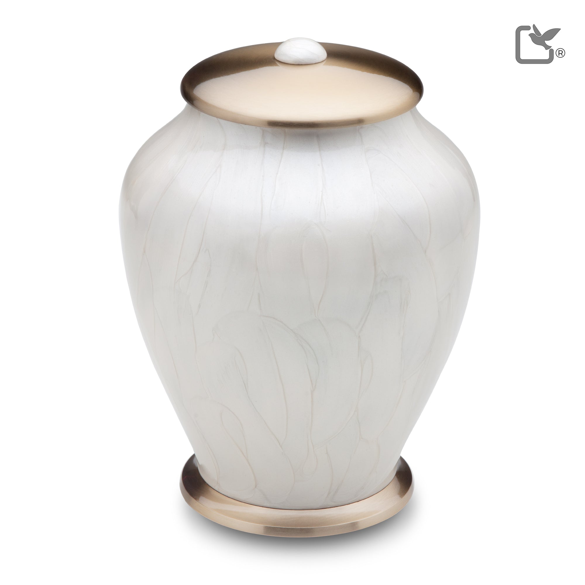 A522   Simplicity Standard Adult Urn Pearl White & Bru Gold