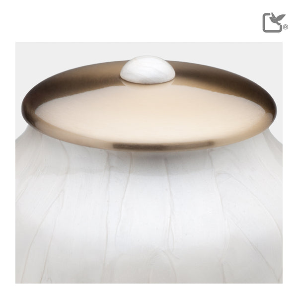 u r n❁ A522 Simplicity Standard Adult Urn Pearl White & Bru Gold