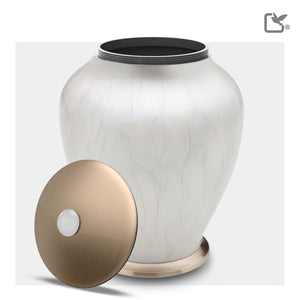 A522   Simplicity Standard Adult Urn Pearl White & Bru Gold