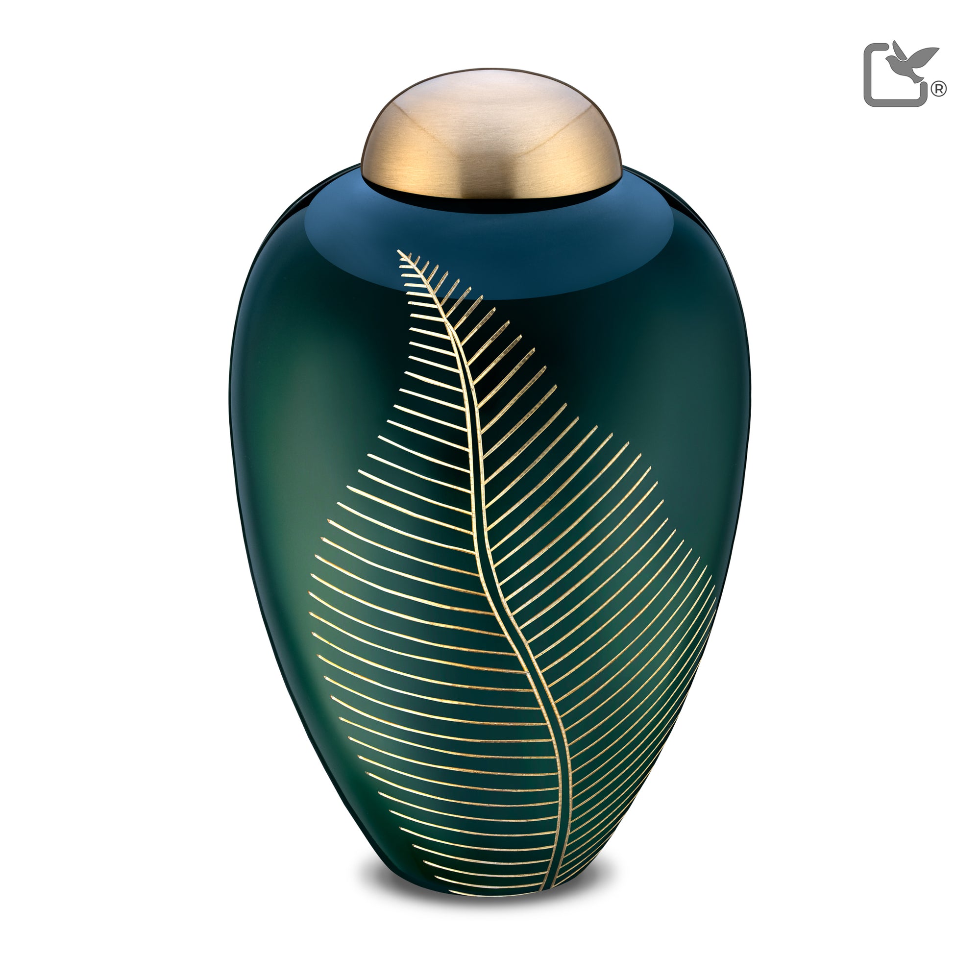 A540   Elegant Leaf Standard Adult Urn Green & Bru Gold