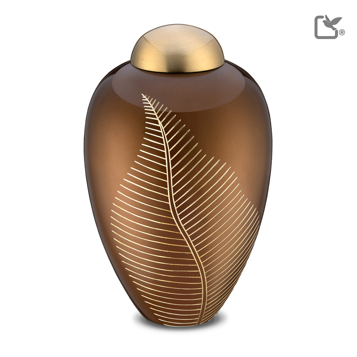 A541   Elegant Leaf Standard Adult Urn Bronze &amp; Bru Gold
